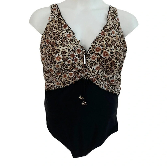 Profile by Gottex Black/Animal Print One Piece Swim Suit  Sz: 22W - Picture 2 of 5